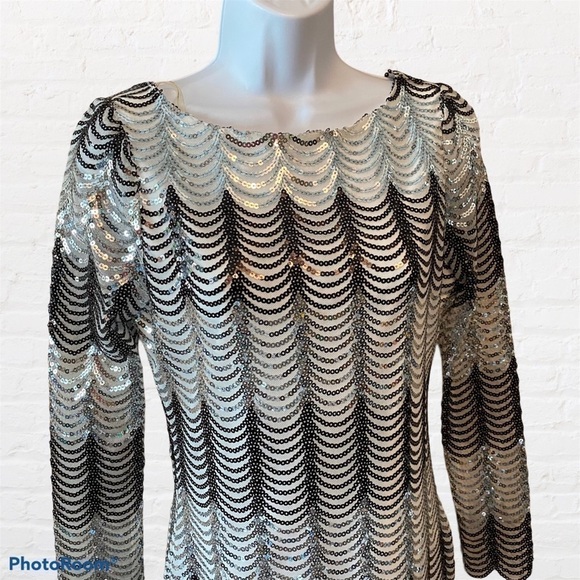 CHARLOTTE RUSSE Flat Sequin Striped Dress, sz Med - Picture 5 of 12